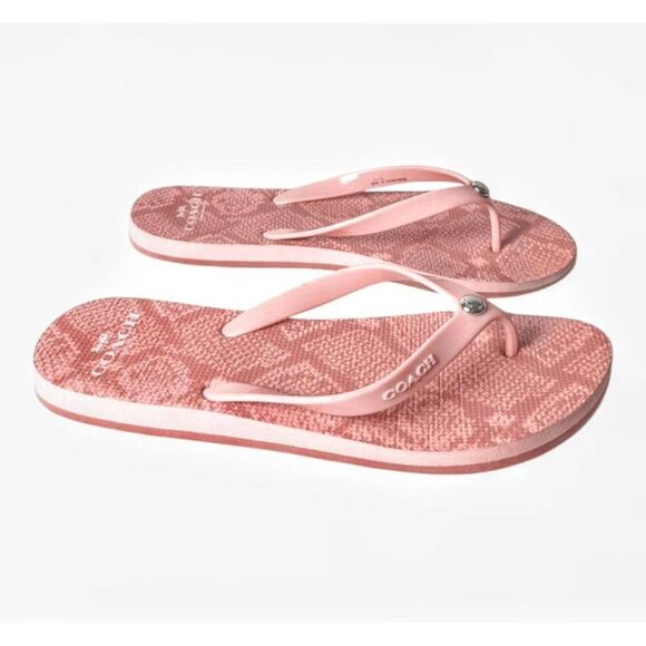 COACH PVC Logo Printed Flip Flop Size 8B - Picture 2 of 7